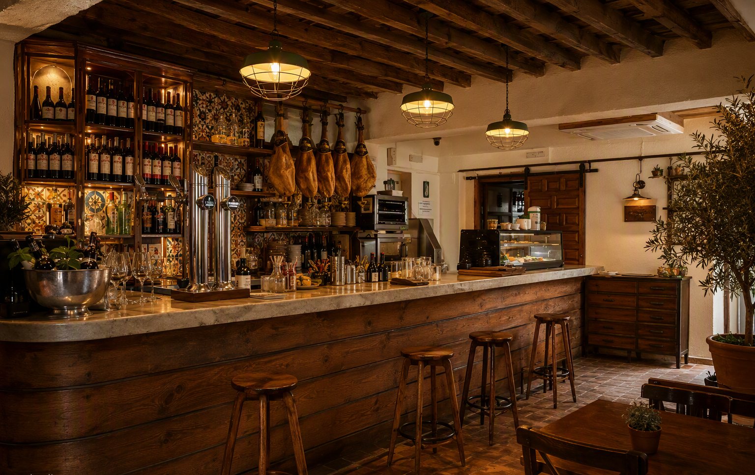 The rustic interior of La Abacería